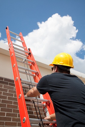 Roof Worker on Ladder