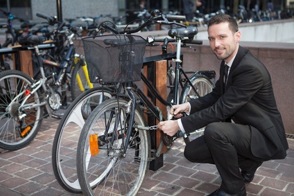 Man on Bike to Work Day