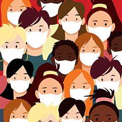 illustration of people with face masks on