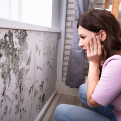 woman looking at hidden mold in her wall